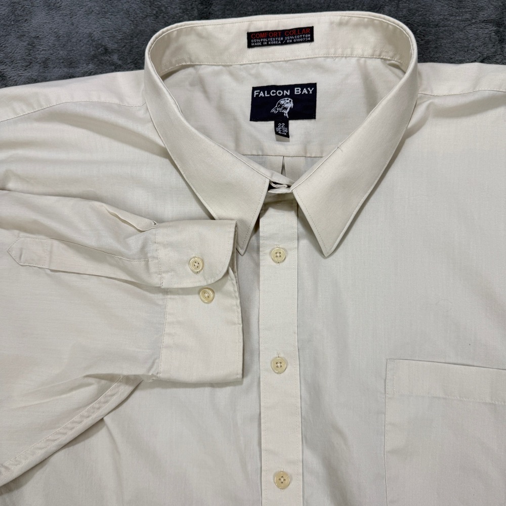 Falcon Bay Dress Shirt Mens 22 Big Cream Long Sleeve Button Up Comfort Collar